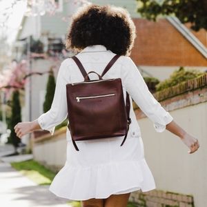 Genuine Leather Tote Backpack
